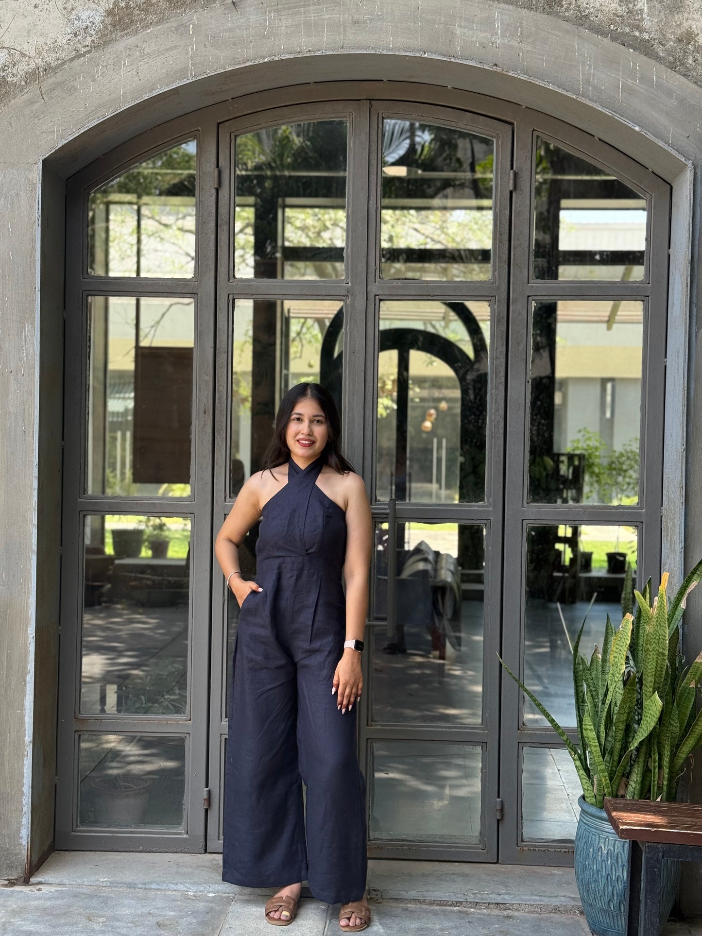 Halterneck Jumpsuit – Navy Blue