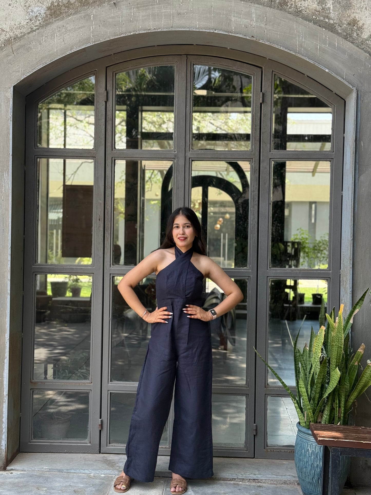 Halterneck Jumpsuit – Navy Blue