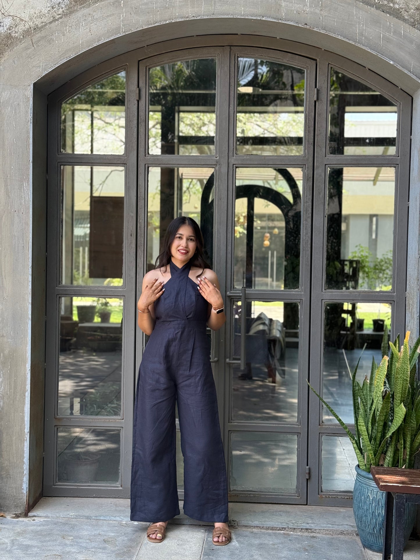 Halterneck Jumpsuit – Navy Blue