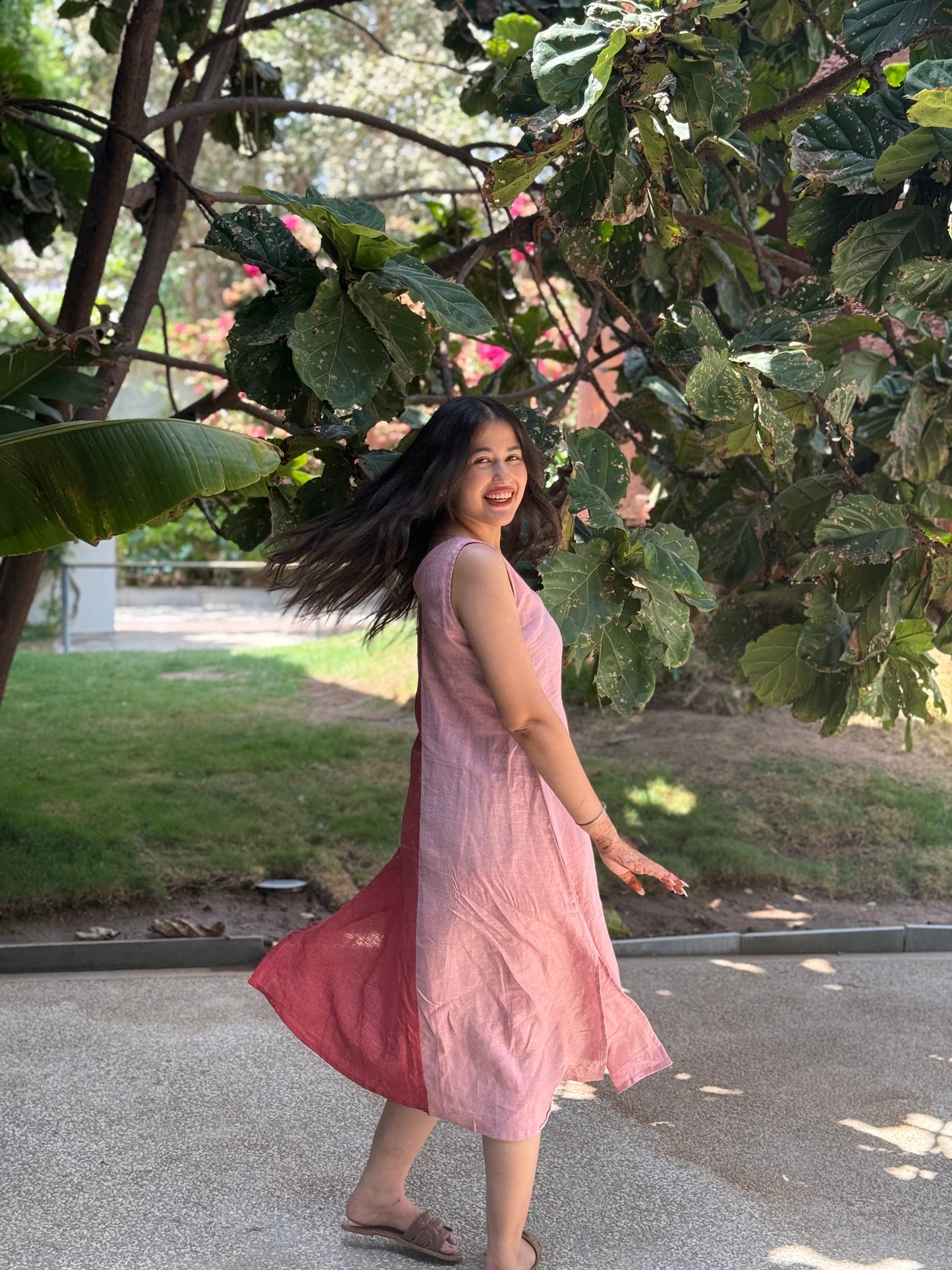 Two Tone Dress – Blush & Berry