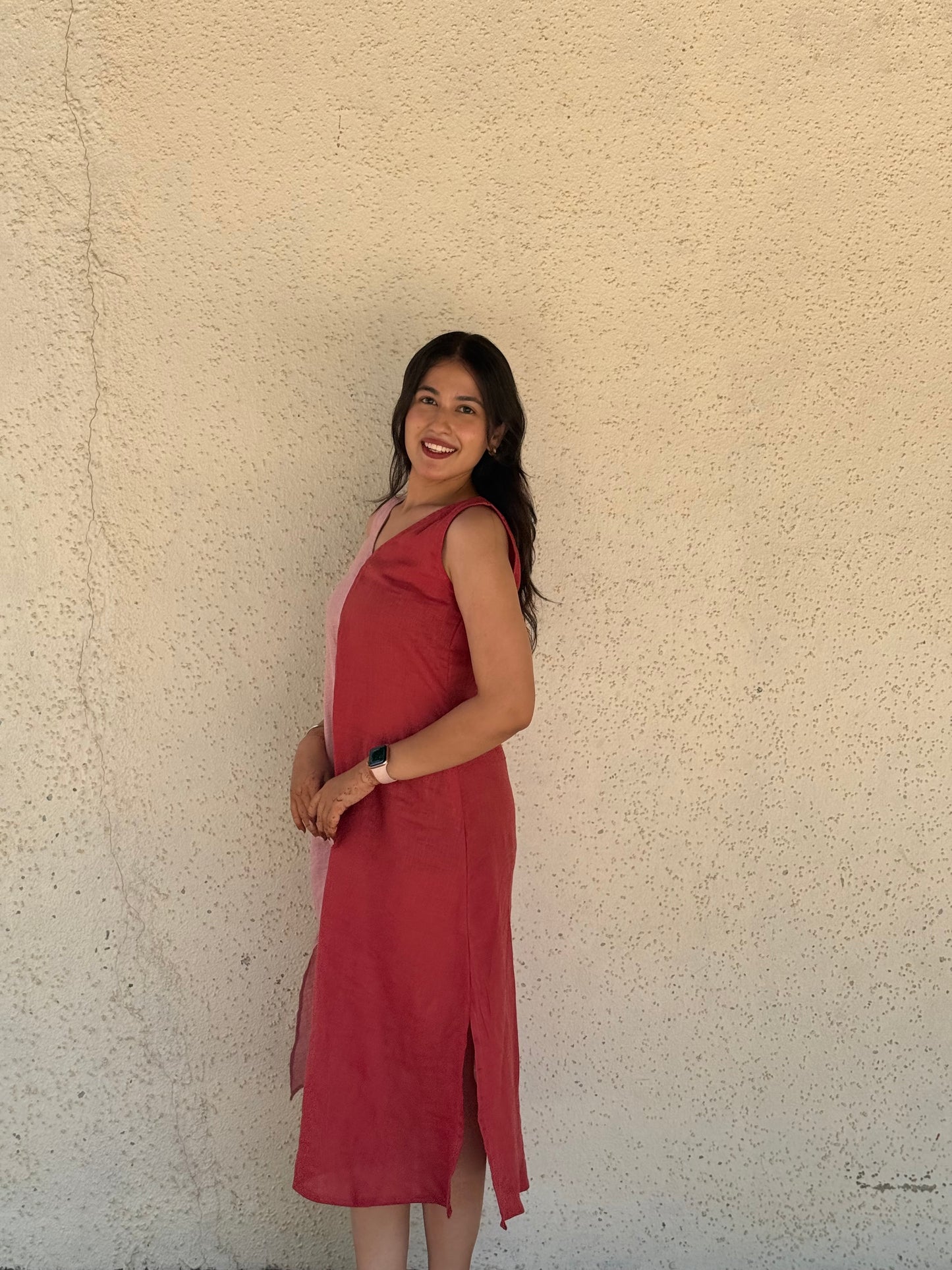 Two Tone Dress – Blush & Berry
