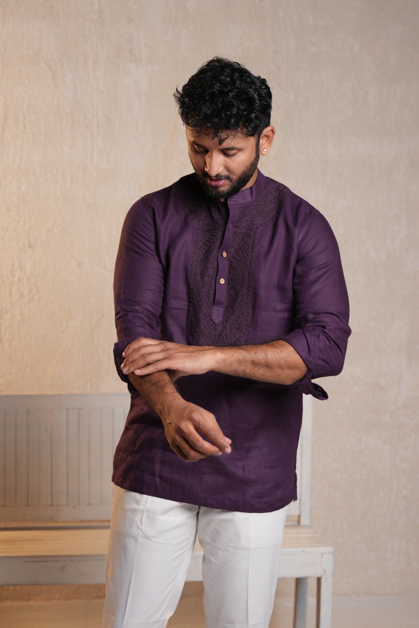 Dori Short Kurta - Plum Purple