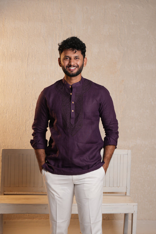 Dori Short Kurta - Plum Purple