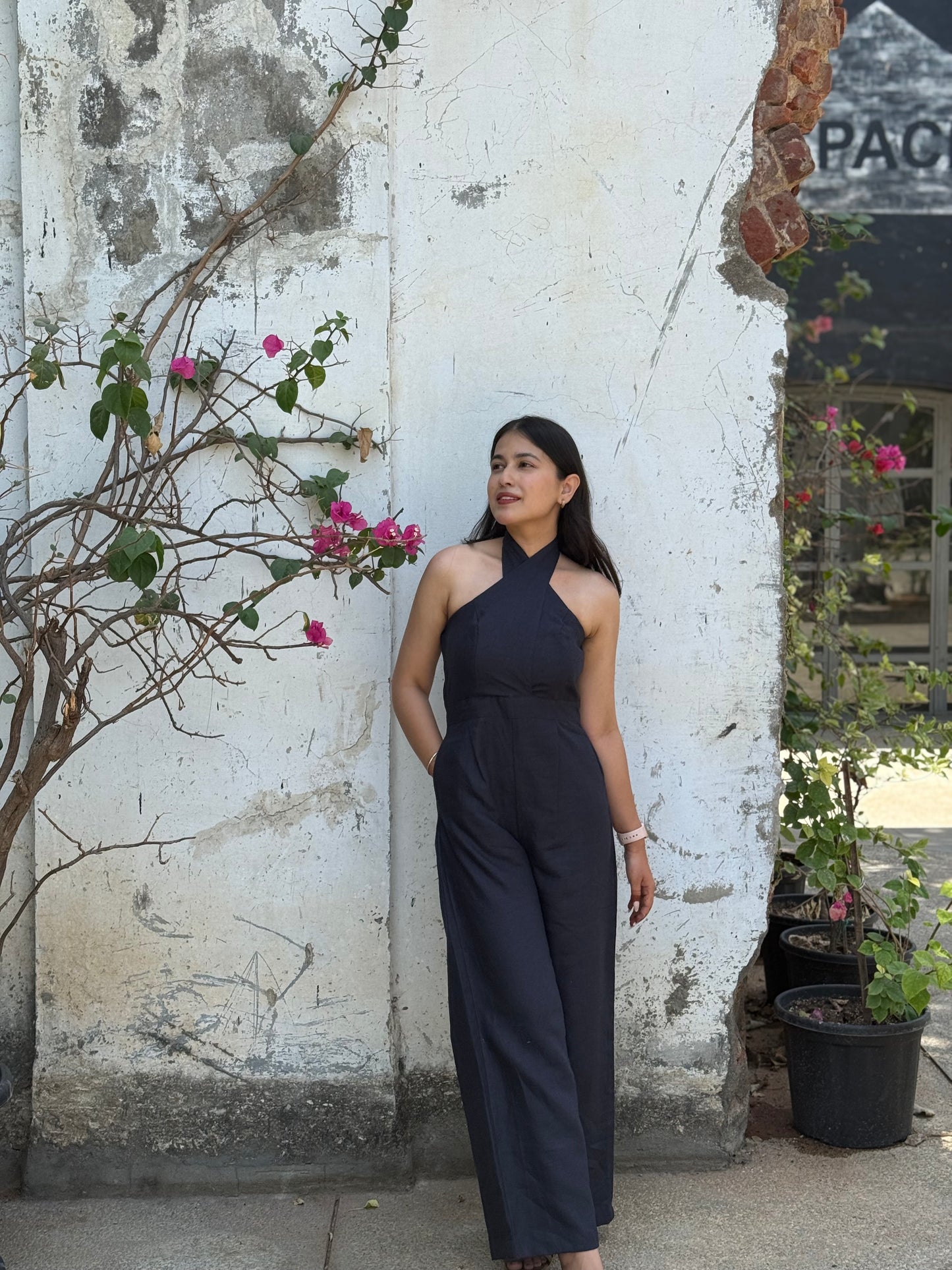 Halterneck Jumpsuit – Navy Blue