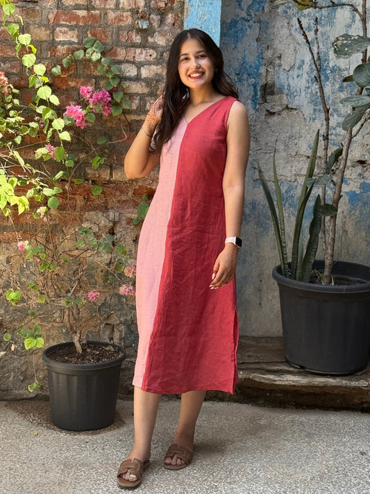 Two Tone Dress – Blush & Berry